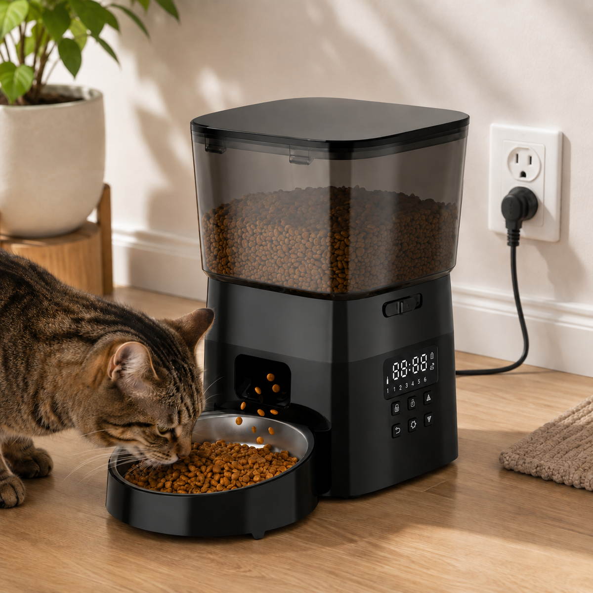Distributeur Automatique de Croquettes pour Chat - Grande Portion 2L | Poiluxe™