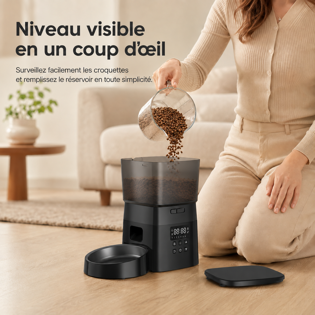 Distributeur Automatique de Croquettes pour Chat - Grande Portion 2L | Poiluxe™