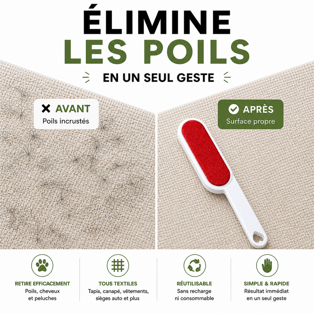 Brosse anti-peluches 2-en-1 – Poiluxe