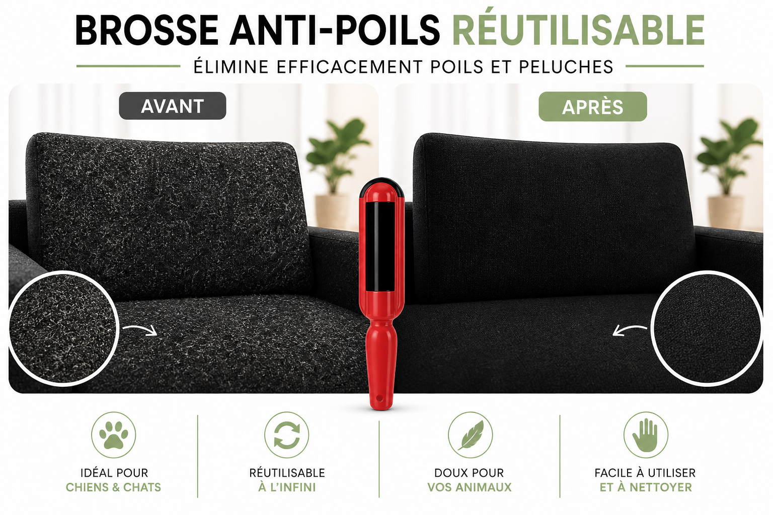 Brosse anti-poils réutilisable – Poiluxe