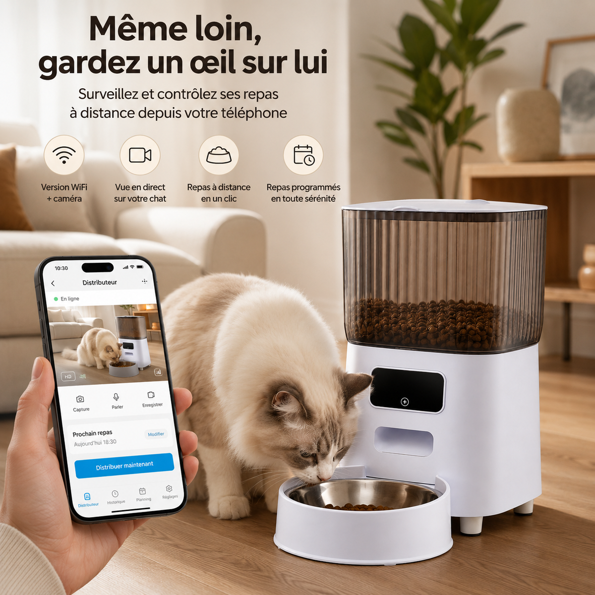 Distributeur automatique chat avec application de contrôle à distance