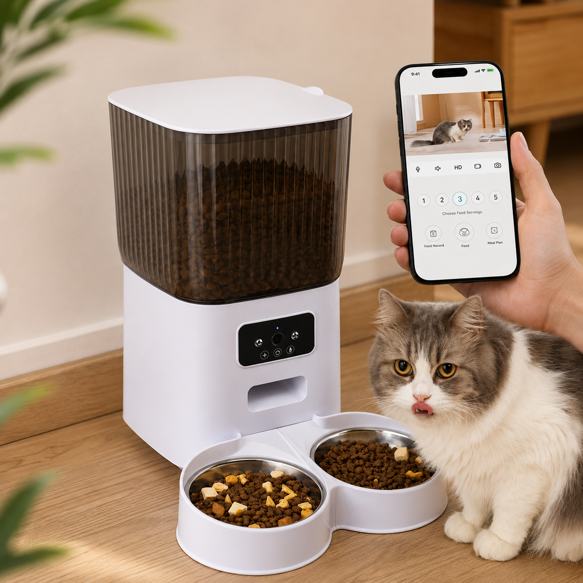 Réservoir grande capacité distributeur automatique pour chat