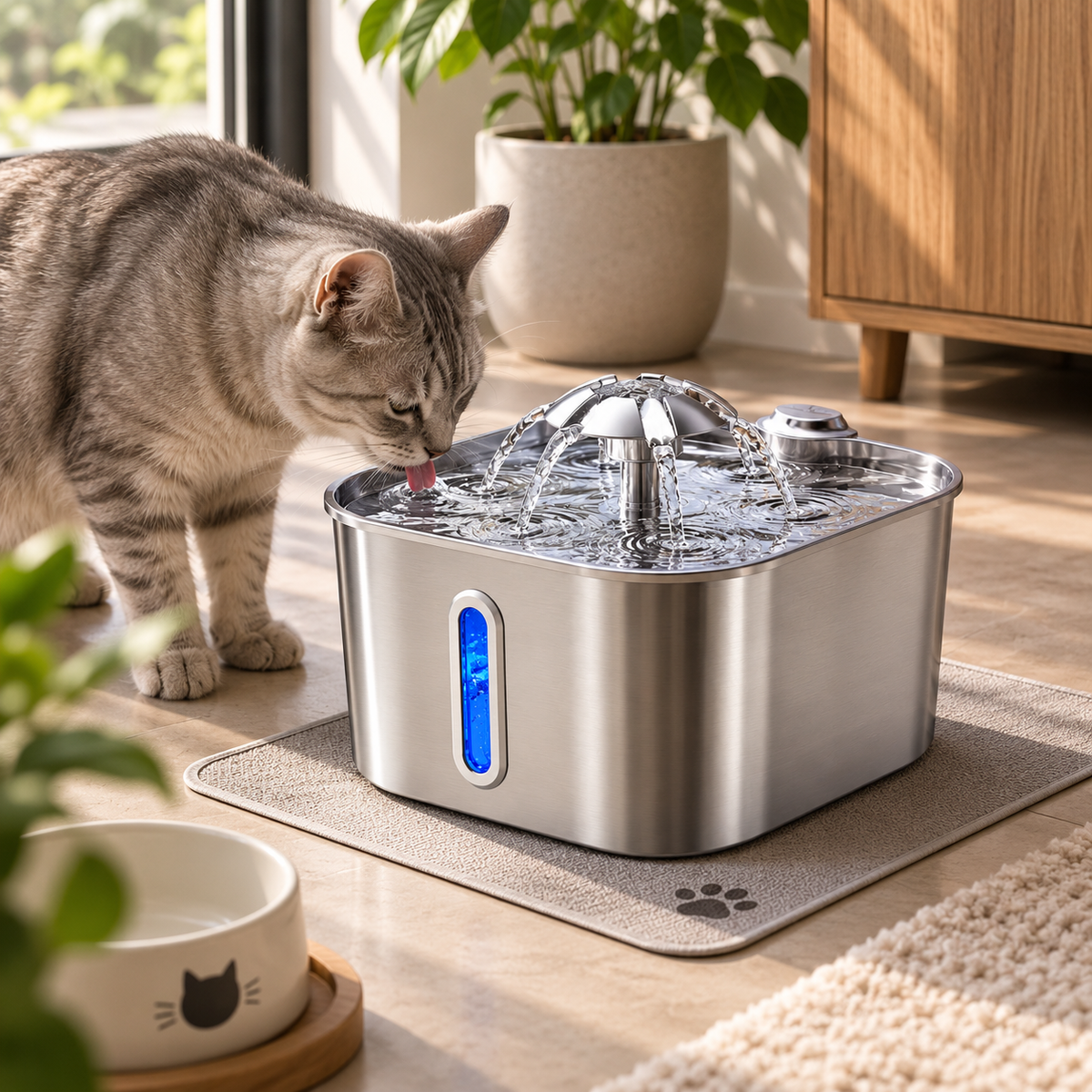 Fontaine à eau chat cascade grande capacité 2,2 litres france poiluxe