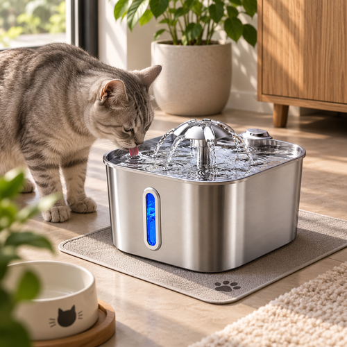 Fontaine à eau chat cascade grande capacité 2,2 litres france poiluxe