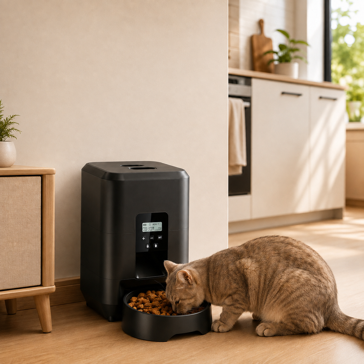 Distributeur croquettes chat format compact 2 litres
