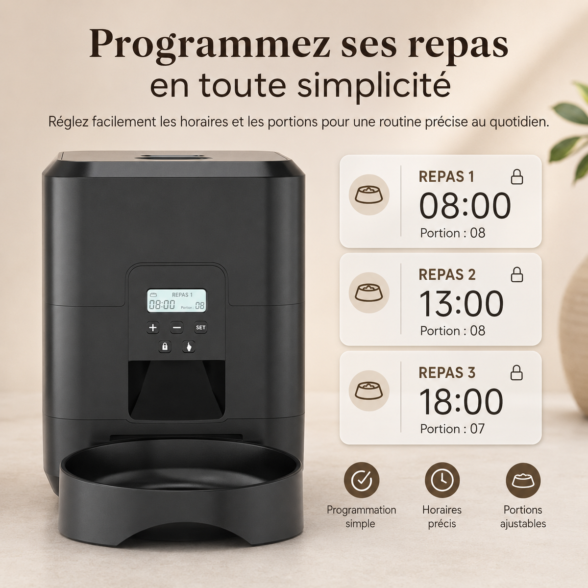 Mini distributeur automatique pour chat vue d'ensemble