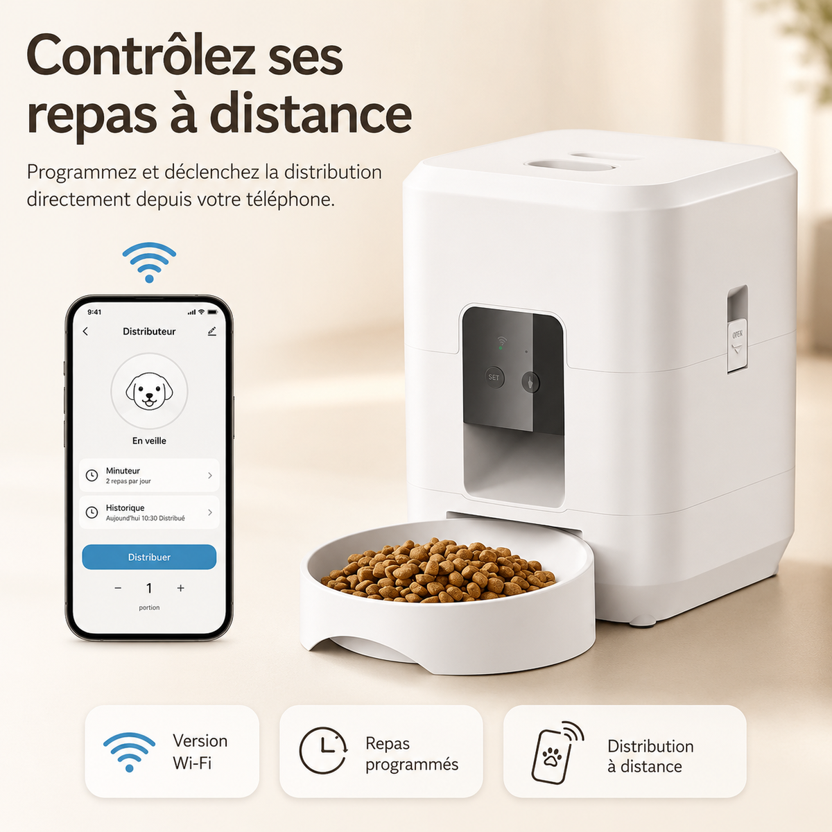 Application mobile de contrôle du mini distributeur automatique pour chat