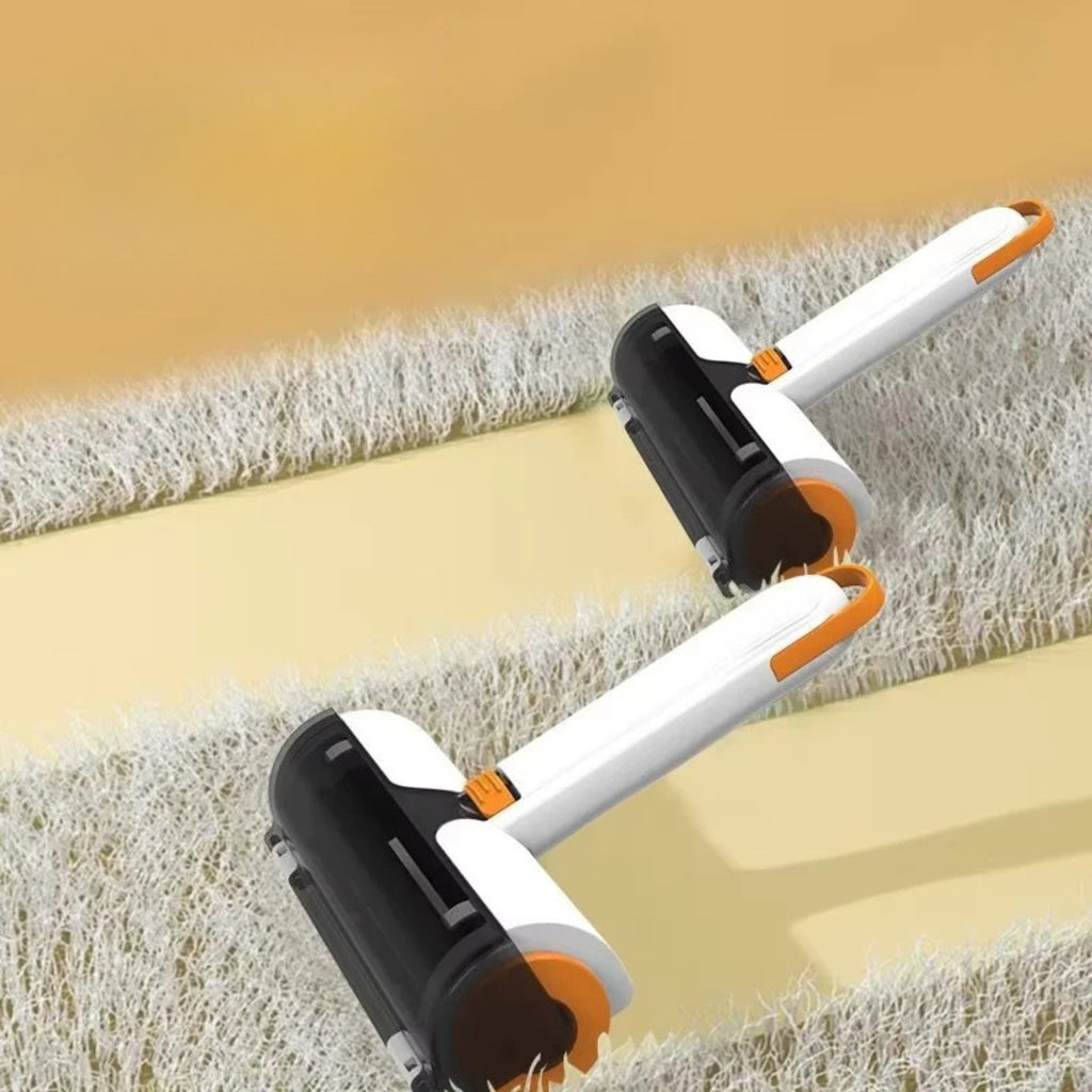 Comparaison avant après canapé nettoyé rouleau anti-poils avec bac Poiluxe