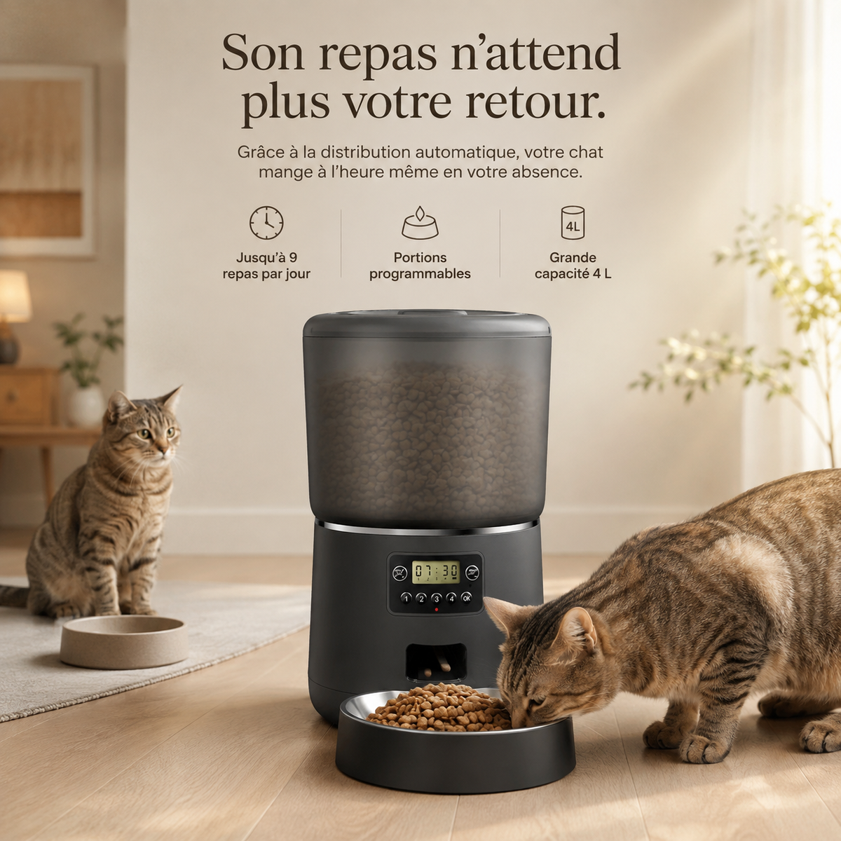 Distributeur automatique pour chat écran LCD facile à utiliser