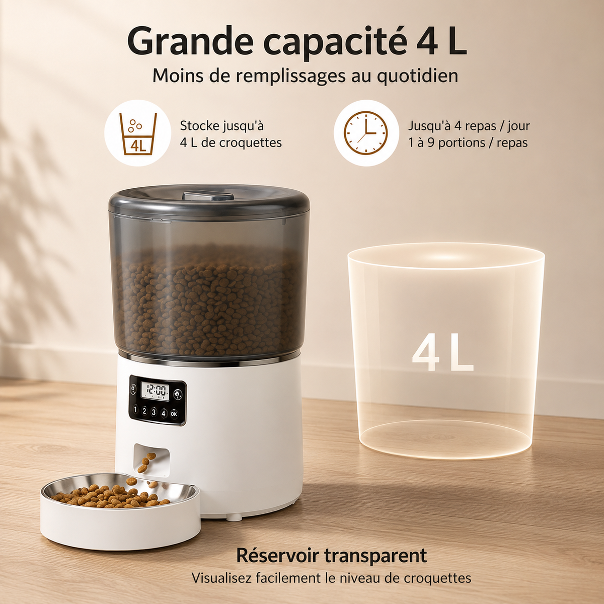 Distributeur automatique croquettes chat installation facile sans câble
