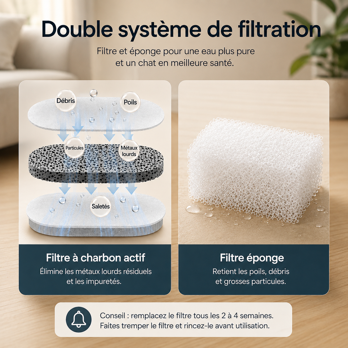 Fontaine à eau chat design élégant intérieur épuré