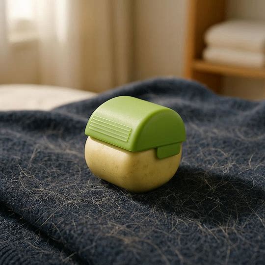 Rouleau a peluche anti poils réutilisable Poiluxe en angle montrant design innovant