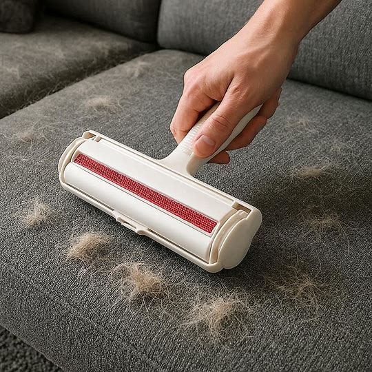 Rouleau anti poils réutilisable autonettoyant passant sous canapé facilement